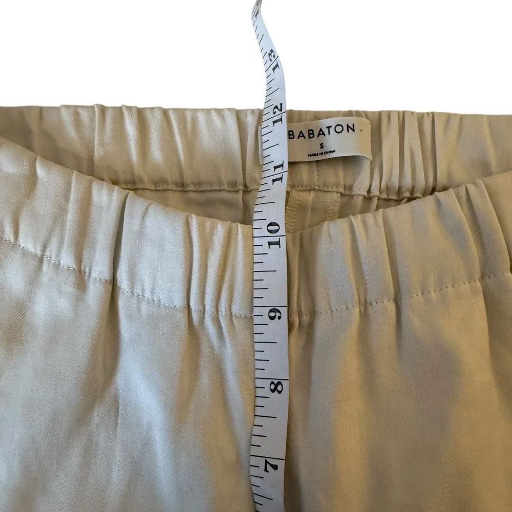 Babaton Dexter Linen‎ Blend Trouser Ankle Pants Small Ivory Quiet Luxury Neutral